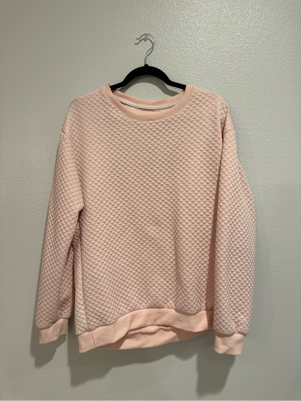 Quilted Crewneck Sweater - Light Pink